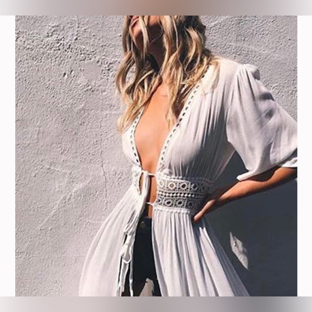 Crochet Waist Maxi Swim Cover-Up - Picture 3 of 7